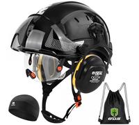GREEN DEVIL Mervex Safety Helmet - Forestry Helmet with Double Glass Safety Goggles EN166 & Silencer EN352 SNR32dB, EN397 Certified, ABS Material Unisex for Gardening, Log & Construction Site