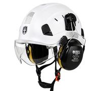 GREEN DEVIL Mervex Vent 3-in-1 Safety Helmet Set EN 397 | Work Helmet with Visor (Transparent/Tinted) and SNR 32 dB Hearing Protection | ABS Industrial Helmet 53-63 cm for