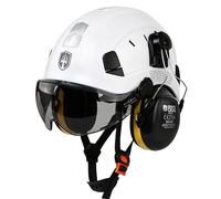 GREEN DEVIL Mervex Vent 3-in-1 Safety Helmet Set EN 397 | Work Helmet with Visor (Transparent/Tinted) and SNR 32 dB Hearing Protection | ABS Industrial Helmet 53-63 cm for