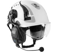 GREEN DEVIL X-Armor Safety Helmet with Active Hearing Protection and Clear Visor, Work Helmet, ABS Safety Helmet, EN 397, Industrial Helmet, EN352 Compliant SNR 32dB with Bluetooth (White)