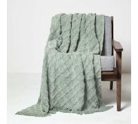 Diamond Cotton Tufted Throw Homescapes Green 125cm x 150cm