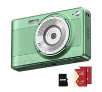 Green Digital Camera - 1080P FHD Compact Vlogging Camera with 56MP Sensor, 32G TF-Card & 2 Batteries for Kids, Teens, Seniors & Beginners