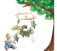 Green Dinosaur Baby Crib Mobile, Soft Felt Hanging Mobile with Stars & Clouds, Natural Nursery Decor for Newborn 0-12 Months, Gender Neutral Cot Mobile (Green)