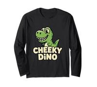 Green Dinosaur Cheeky Dino Funny Cute Cartoon Reptile Kids Long Sleeve T-Shirt