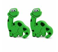 Green Dinosaur Door Knobs (2 Pack) - Kids Wardrobe & Drawer Handles - Cute Dinosaur Cupboard Pulls for Children’s Bedroom Furniture - 8.4 x 6.8 cm