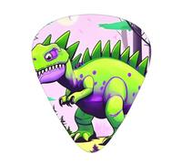 Green dinosaur guitar picks in three different thicknesses, suitable for electric guitar and band players