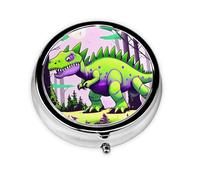 Green Dinosaur Round Pill boxï¼ŒPill Boxï¼Œ Portable On-The-Go Pocket Pharmacy,