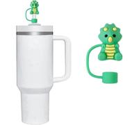 Green Dinosaur Straw Caps Straws Cover for Stanley Cup, 10mm Silicone Straw Covers for Stanley Accessories, Topper for Tumblers, Cap Stopper for Reusable Straws Tip Lids