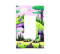 Green Dinosaur Unbreakable Polycarbonate Switch Plate-Modern 1 Gang Light Cover for Home Office with Matching Screws