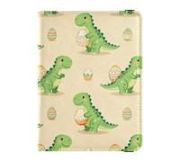 Green Dinosaurs with Eggs Pattern Passport Holder for Travel with Credit Card Holder Slots Passport Book Holders PU Leather Travel Accessories for Women Men