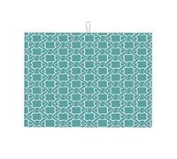 Green Dish Dry Mat Geometry Lattice Line Modern Dry Mat Funny Ktichen Small 16 X 18 Inch
