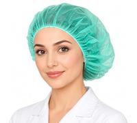 Green Disposable Hair Net Caps Breathable 21"Non-Woven Mob Caps Hygiene with Strong Elastic for Food Handling Kitchen, Industrial, Catering, Cleaning Lab & Medical Use 100Pcs