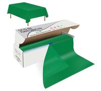 Green Disposable Plastic Table Cloth Roll 54" X 100', Plastic Table Cover with Cutter Box, Cut to Size Disposable Tablecloth for Parties