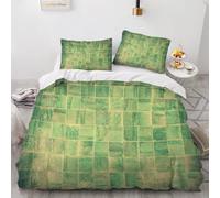Green Distressed Brick Pattern Duvet Cover Set 260×220cm Vintage Texture Soft Lightweight Microfibre 3 Piece Bedding Set with 2 Pillowcase 50 * 75cm All Season Quilt Cover with Zipper Closure