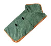 Green Dog Drying Coat, L, Super Absorbent Microfiber Pet Bathrobe for 27-38 Lbs / 12.5-17.5 Kg Pets, Fast Drying Dog Towel Robe