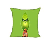 (Green Dog) Grinch 3D Printing Christmas Pillow Case Peach Skin 45*45cm For Sofa Bed Decor