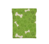 Green Dog Paw Bones, Squeeze Top Wallet Women Storage Bag Small Coin Purse Change Pouch