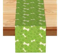 Green Dog Paw Bones, Table Runner, Imitation Linen Table Runner For Home Party Dining Room 33x183 cm