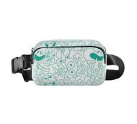 Green Doodle Monsters Aliens Stylish Fanny Waist Pack for Women Men Multipurpose Bum Bag Belt with Adjustable Strap for Travel Gym Work, Monsters Aliens, One Size