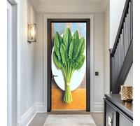 Green Door Stickers for Interior Doors Vegetables 3D Door Sticker Murals Decals Wallpaper Self Adhesive Waterproof Poster for Bedroom Living Bathroom 90x210 cm e-1141