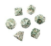 Green Dot Stone Dice - Hand-Carved Gemstone Dice D4 D6 D8 D10 D12 D20 Percentile or 7PCS Polyhedral Set for DND & Tabletop RPG(Sevensuits)