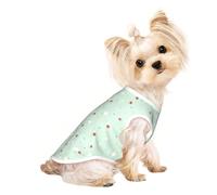 Green Dotted Floral Dog Tshirt Soft Mesh Breathable Sleeveless Tank | Soft Polyester Mesh Dog Tshirt With Breathable Weave Keeps Puppies And Cats Cool, Sleeveless Pullover For Easy Wear