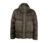 Green Down Jacket with Hood - male - Ten C - Winter Jackets - Brown - 2XL - Jackets 2XL