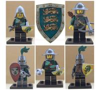 (Green Dragon 5 Figures) Roman Soldiers Castle Knight Mini Figures Fit Lego