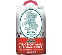 Green Dragon 5KG Thai Fragrant Jasmine Rice (Thai Hom Mali, AAA Premium) - 100% Thai Jasmine for Authentic Thai Cuisine | Code: Jasmine Rice