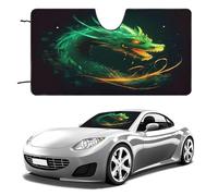 Green Dragon Car Windshield Sun Shade - Reflector Sunshade Offers Ultimate Protection for Car Interior, Cool Reflective Sun Blocker Fits Small Sedans, Mini SUVs 55"x30"