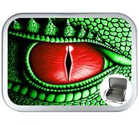 GREEN DRAGON EYE TOBACCO TIN 2oz SILVER HINGED TOBACCO TIN,150 ML PILL BOX,BACCY STORAGE TIN