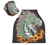 Green Dragon Fire Stretchy Baby Car Seat Cover,Canopy Nursing Covers,Soft Breathable Windproof Scarf Changepad for Winter Infant Breastfeeding Boys