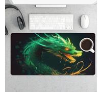 Green Dragon Gaming Mouse Pad 12x24 Inch Desk Pad Protector Waterproof Non-Slip Rubber Base Keyboard Mat Extra Large Desktop Mat for Office Home Computer Laptop Table Accessory