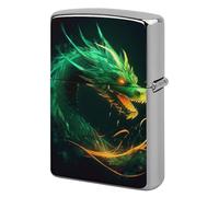 Green Dragon Lighter Case Classic Pocket Lighter Cover Windproof Flip-Top Metal Lighters Sleeve Double-Sided Lighters Covers for Men Women