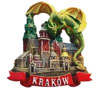Green Dragon of Krakow Poland 3D Fridge Magnet Travel Souvenir Gift,Home & kitchen Decoration Magnetic Sticker Krakow Poland Refrigerator Magnet Collection