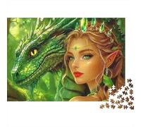 Green Dragon Queen 1000 Piece Puzzles Colorful Elf Dragon Princess Decoration Puzzle Educational Game for Men And Women Challenging Jigsaw Jigsaw Puzzles for Adults 52x38cm/1000pcs