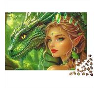 Green Dragon Queen 1000pc Jigsaw As Interlocking Puzzles Jigsaw Puzzles That Are Impossible Hard Difficult Challenging for Home Decor Hobby 38x26cm/1000pcs