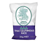 Green Dragon Thai Sticky Rice Rice 2KG | Premium Rice | Glutinous | White Rice | AAA | Chinese Ingredients | Chinese Asian Cooking | 2KG