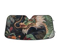 Green Dragon Vintage Flower Car Windshield Sun Shade Block Heat and Sun UV Rays Sun Heat Protection 57×31.5 inch