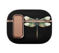 Green Dragonfly Compatible with Airpod Pro 1/2 Case PC Scratch-Resistant Drop-Proof Protective Cover with Secure Buckle