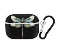 Green Dragonfly Compatible with Airpod Pro Case PC Scratch-Resistant Drop-Proof Protective Cover with Keychain White-style