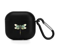 Green Dragonfly Compatible with Airpods 4 Case TPU Scratch-Resistant Drop-Proof Protective Cover with Keychain