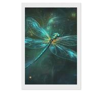 Green Dragonfly Diamond 5D Painting Kits for Adult Beginners Round Full Drill DIY Wall Art Craft Decor Gift 8"x12"