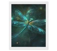 Green Dragonfly Diamond 5D Painting Kits for Adult Beginners Round Full Drill DIY Wall Art Craft Decor Gift 16"x20"