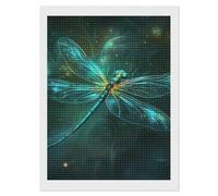 Green Dragonfly Diamond 5D Painting Kits for Adult Beginners Round Full Drill DIY Wall Art Craft Decor Gift 12"x16"