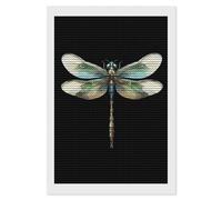Green Dragonfly Diamond DIY Painting Kits Round Full Drill Digital Art Craft for Home Office Wall Decor 8"x12"