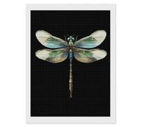 Green Dragonfly Diamond DIY Painting Kits Round Full Drill Digital Art Craft for Home Office Wall Decor 12"x16"