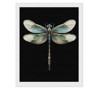 Green Dragonfly Diamond DIY Painting Kits Round Full Drill Digital Art Craft for Home Office Wall Decor 16"x20"