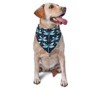 Green Dragonfly Print Dog Bandana for Small Medium Large Dogs, Adjustable Cute Cat Dogs Kerchief Triangle Bibs Scarf Handkerchief Accessories