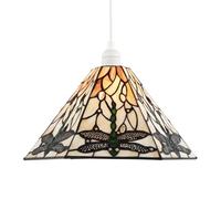 Happy Homewares Green Dragonfly Tiffany Glass Pendant Light Shade with Hexagonal Shape